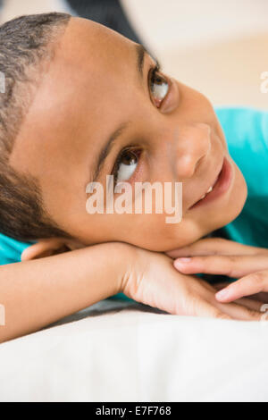 Close up of mixed race boy smiling Stock Photo