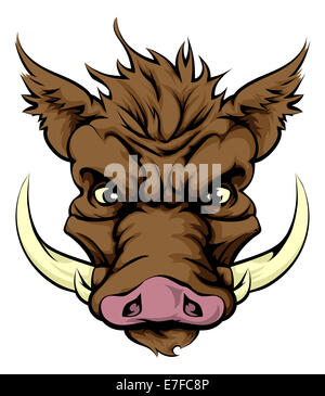 An illustration of a fierce boar animal character or sports mascot Stock Photo