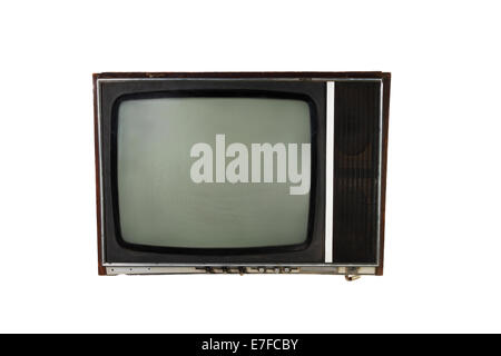 Old tv set isolated on white background Stock Photo