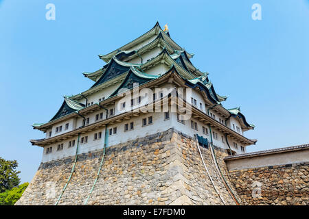 Nagoya castle atop with golden tiger fish head pair called 'King Cha Chi', Japan Stock Photo