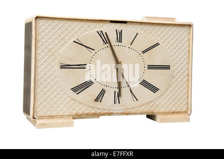 Old alarm clock isolated over white background Stock Photo