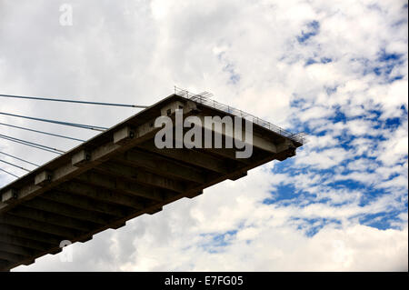 Under construction, a section of the Phu My bridge high above the Saigon River. Ho Chi Minh City (Saigon), Vietnam Stock Photo