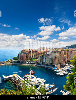Fontvieille, new district of Monaco. panoramic view of marina Stock Photo