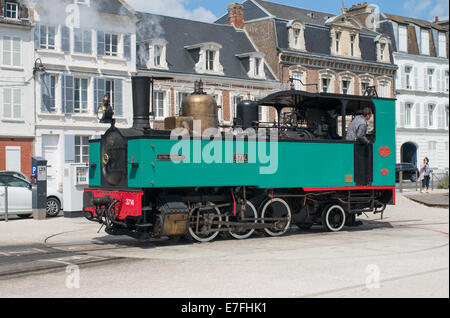 Steam locomotive of the Chemin de Fer de la Baie de Somme at Saint-Valery-sur-Somme, France, Europe. Stock Photo
