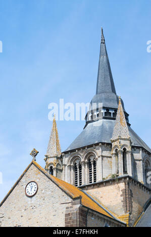 The parish church of Notre Dame at Fresnay sur Sarthe, Pays de la Loire, France, Europe Stock Photo