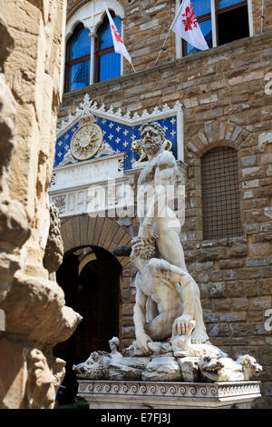 Statue of Hercules and Cacus by Bartolommeo Bandinelli in Piazza della Signoria, Florence, Firenze, Tuscany, Italy Stock Photo