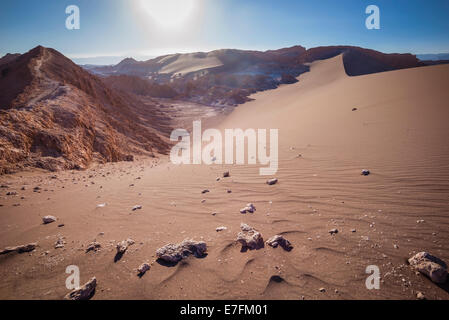 Driving through Moon Valley, Atacama Desert, Chile. Stock Photo