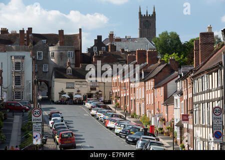 Broad Gate and St Laurence Church, Lower Broad Street, Ludlow, Shropshire, England, United Kingdom, Europe Stock Photo