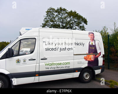 Waitrose delivery van. Waitrose Supermarket, Comley Bank Road, Edinburgh, Scotland, United Kingdom, Europe. Stock Photo