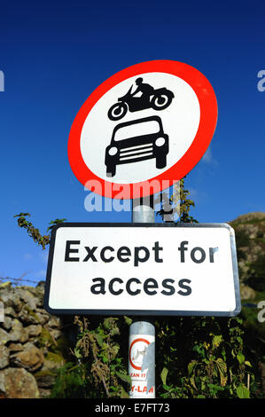 except for access road sign Stock Photo