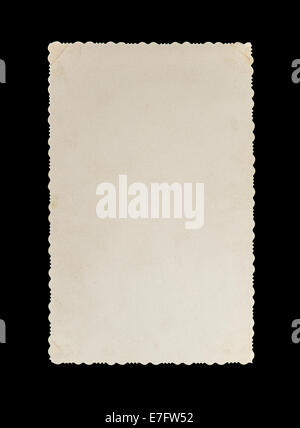 vintage photo card on black background. empty picture frame Stock Photo