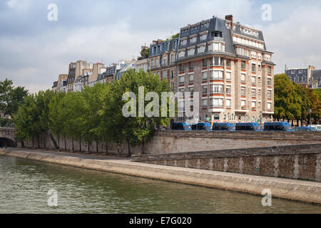 Trees and buildings are on Embankment of Seine river in Paris, France Stock Photo