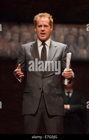 The Play 'King Charles III', Wyndham Theatre, London. With Adam James as PM Mr Evans. Stock Photo