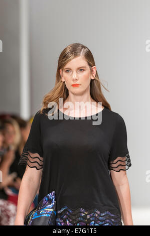 London, UK, 16 September 2014.  A model on the runway at the Design Collective for Evans Spring Summer 2015 show during London Fashion Week at the Freemasons' Hall, Covent Garden.  Credit:  Stephen Chung/Alamy Live News Stock Photo