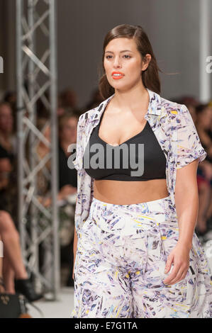 London, UK, 16 September 2014.  A model on the runway at the Design Collective for Evans Spring Summer 2015 show during London Fashion Week at the Freemasons' Hall, Covent Garden.  Credit:  Stephen Chung/Alamy Live News Stock Photo