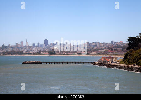 San Francisco skyline viewed from Fort Point, San Francisco, California, USA Stock Photo