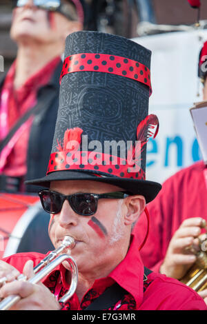 The Ulverston based Blast Furness Community Street Band performing at the Kendal 2014 Minfest Stock Photo