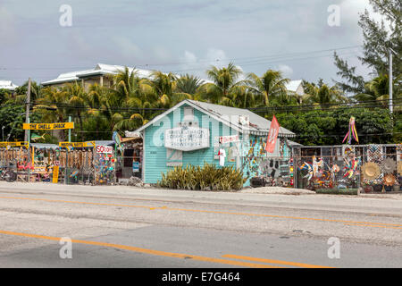 Colorful and quaint, Shell Shack shells and gift shop on the Overseas Highway (US 1) in Islamorada, historic Florida Keys, USA. Stock Photo