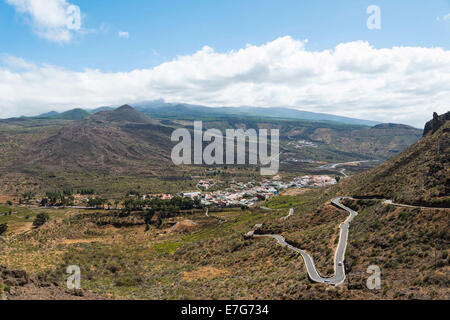 Winding road, volcanic landscape, Santiago del Teide, Tenerife, Canary Islands, Spain Stock Photo