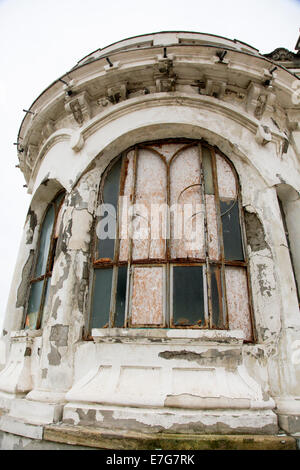 Post communist decay, abandoned building deterioration, Bucharest Romania Stock Photo