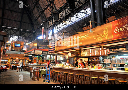 light restaurant indoor, port market, Montevideo, Uruguay Stock Photo