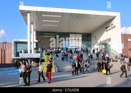 South entrance of Koelmesse building during photokina photography trade fair on 16.Sept.2014 in Cologne, Germany. Stock Photo