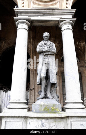 James Watt statue on facade of the old railway station Montevideo Uruguay Stock Photo