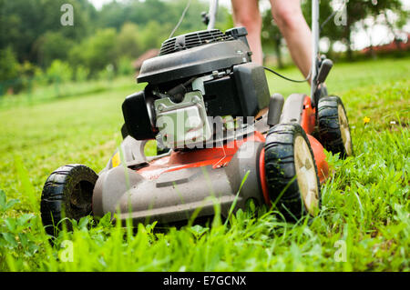 Lawn mover in action! Stock Photo