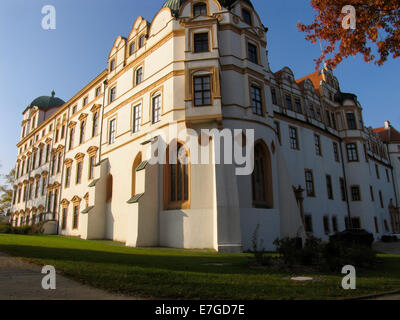 Castle with park. The Ducal Castle, surely the most important monument of the city, dates back to the 13th century. In the 14th century the former castle was converted into a princely residence. Photo: Klaus Nowottnick Date: 31.10.2011 Stock Photo