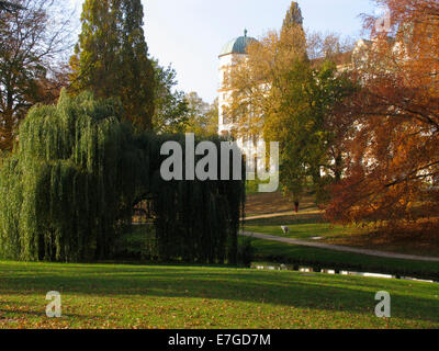 Castle with park. The Ducal Castle, surely the most important monument of the city, dates back to the 13th century. In the 14th century the former castle was converted into a princely residence. Photo: Klaus Nowottnick Date: 31.10.2011 Stock Photo