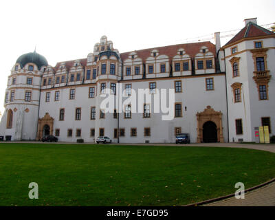 Castle with park. The Ducal Castle, surely the most important monument of the city, dates back to the 13th century. In the 14th century the former castle was converted into a princely residence. Photo: Klaus Nowottnick Date: 31.10.2011 Stock Photo