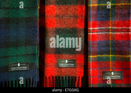 Scottish Tartan scarves for sale in the Hightlands, Scotland Stock Photo