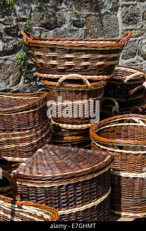 Display of  french willow baskets Stock Photo