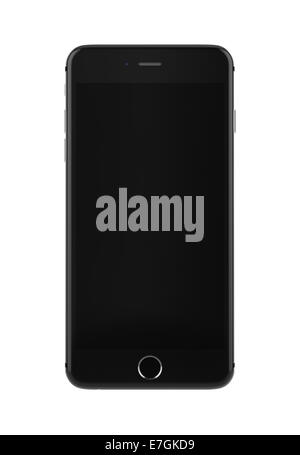 3d render of black mobile smartphone isolated on white background Stock Photo