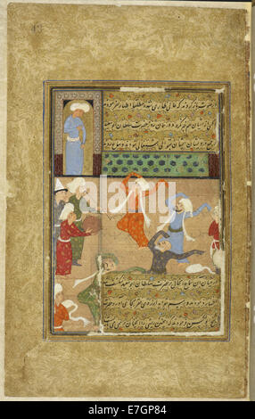 Dervishes dancing - Majalis al-'Ushshaq of Sultan Husayn Mirza (1590-1600), f.43 - BL IO Islamic 1138 Stock Photo