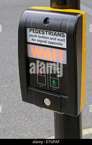 Pedestrian Pelican Crossing Control Panel, UK. Stock Photo