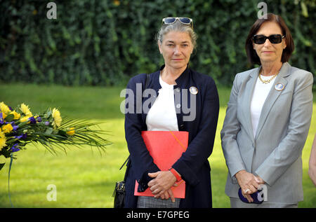 The wife, offspring, colleagues and friends of the world-known late entrepreneur Tomas Bata jr, the son and successor to the shoe empire founder, met in his villa in Zlin today, on Wednesday, September 17, 2014, to mark the centenary of his birth. The meeting was attended by Bata´s widow Sonja and all her children, Thomas, Rosemarie (pictured left), Christine (pictured right) and Monica. The whole Bata family reappeared in Zlin after 16 years to show what Tomas Bata meant to them as father, Pavel Velev, head of the Tomas Bata Foundation, told CTK. Tomas Bata jr and his Swiss-born wife lived in Stock Photo