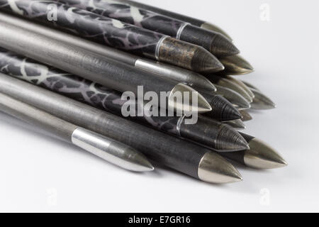 Bunch of different types of arrows for competition target shooting. Stock Photo