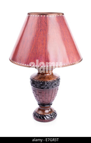 Old fashioned antique nightstand lamp, isolated on white background. Stock Photo
