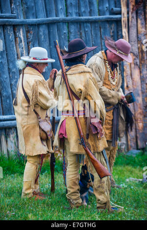 Unidentified participants in the Fort Bridger Rendezvous held in Fort Bridger Wyoming Stock Photo