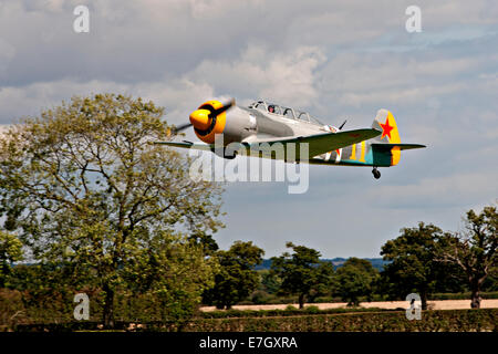 Harvard IV G-GBPB aircraft seen at Headcorn, Kent Stock Photo