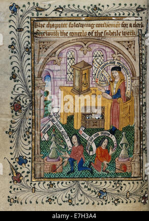 Preparation of experiments - The Ordinal of Alchemy (c.1477), f.37v - BL Add MS 10302 Stock Photo