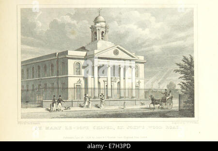 St Mary le Bone Chapel, St John's Wood Road - Shepherd, Metropolitan Improvements (1828), p275 Stock Photo