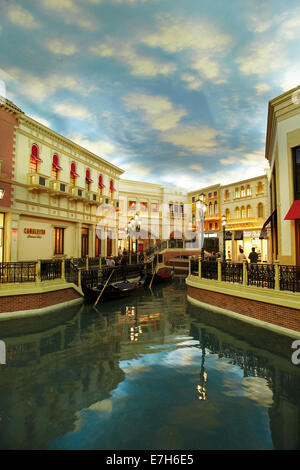 Gondolas and Grand Canal Shoppes, inside The Venetian Resort Hotel Casino, Las Vegas, Nevada, USA Stock Photo