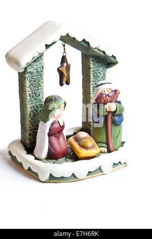 Nativity scene isolated on white background Stock Photo