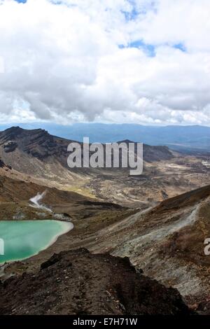 View of the Emerald Lakes on Mt Tongariro Stock Photo