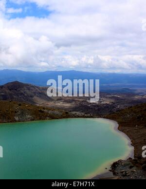 View of the Emerald Lakes on Mt Tongariro Stock Photo