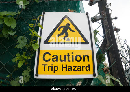 caution trip hazard sign Stock Photo