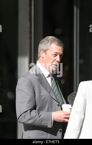 Nigel Farage at BBC House  Featuring: Nigel Farage Where: London, United Kingdom When: 16 Mar 2014 Stock Photo