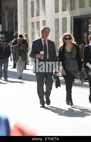 Nigel Farage at BBC House  Featuring: Nigel Farage Where: London, United Kingdom When: 16 Mar 2014 Stock Photo